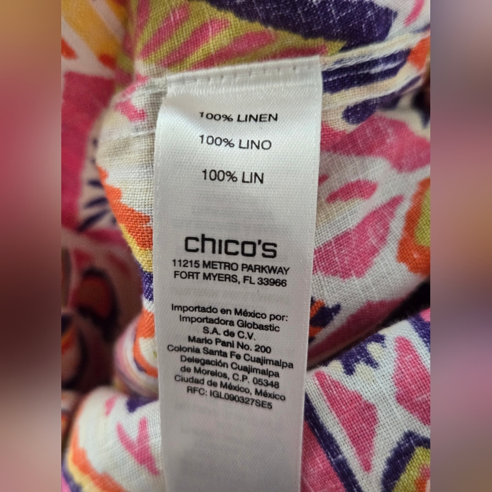 Chico's Ikat Button Back Linen Top, Size 0 (Small) - Picture 8 of 10